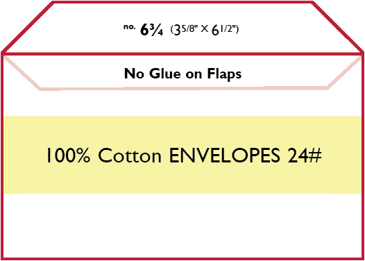 100% COTTON ENVELOPES 24lb 6 3/4" (3 5/8" x 6 1/2")