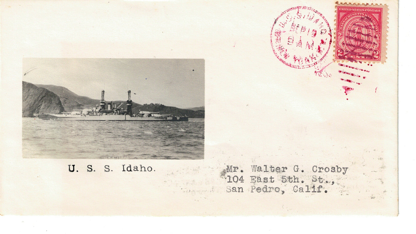 USS Idaho cancel Photographic Cachet Cover Crosby Beazell Sept 13 1931