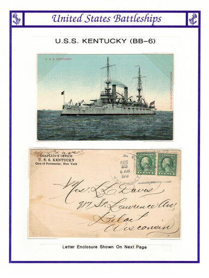 USS Kentucky BB-6 Cover and Letter