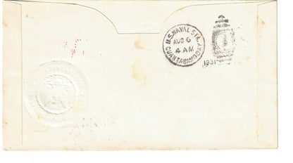 USS Pennsylvania Guantanamo Bay cancel Photographic Cachet Cover Crosby Beazell Aug 5 1931